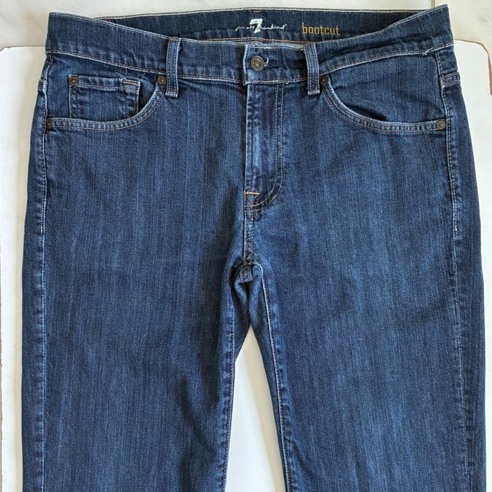 7 For All Mankind Womens Bootcut Jeans Dark Wash Blue Size 34 RTA520080U - Picture 2 of 10
